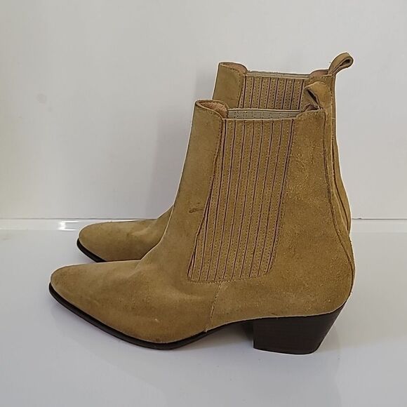 Sandro Amelya Ankle Boots with Elastic in Brown Suede Leather - Picture 2 of 11